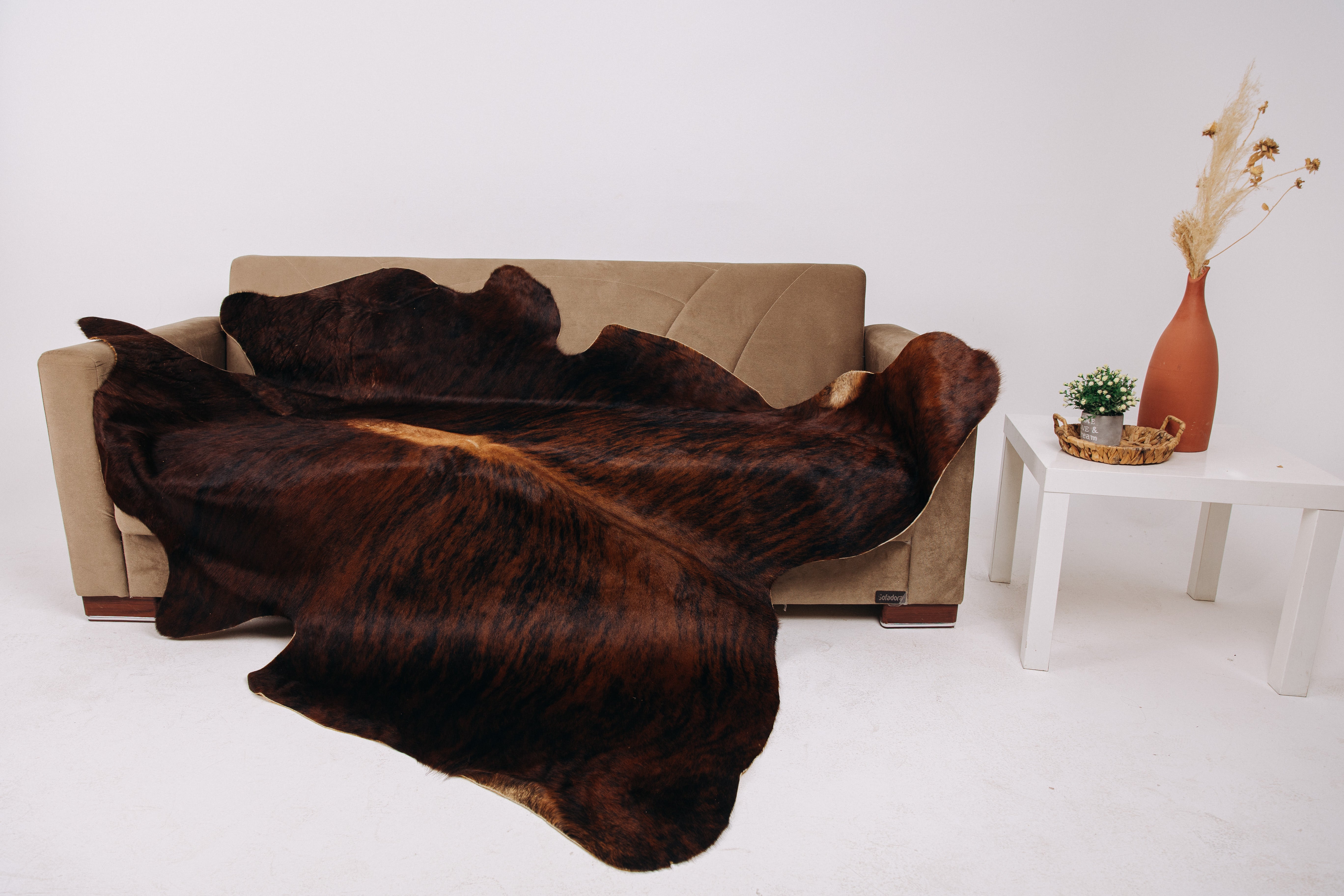 Natural Cowhide Rug - Dark Brown