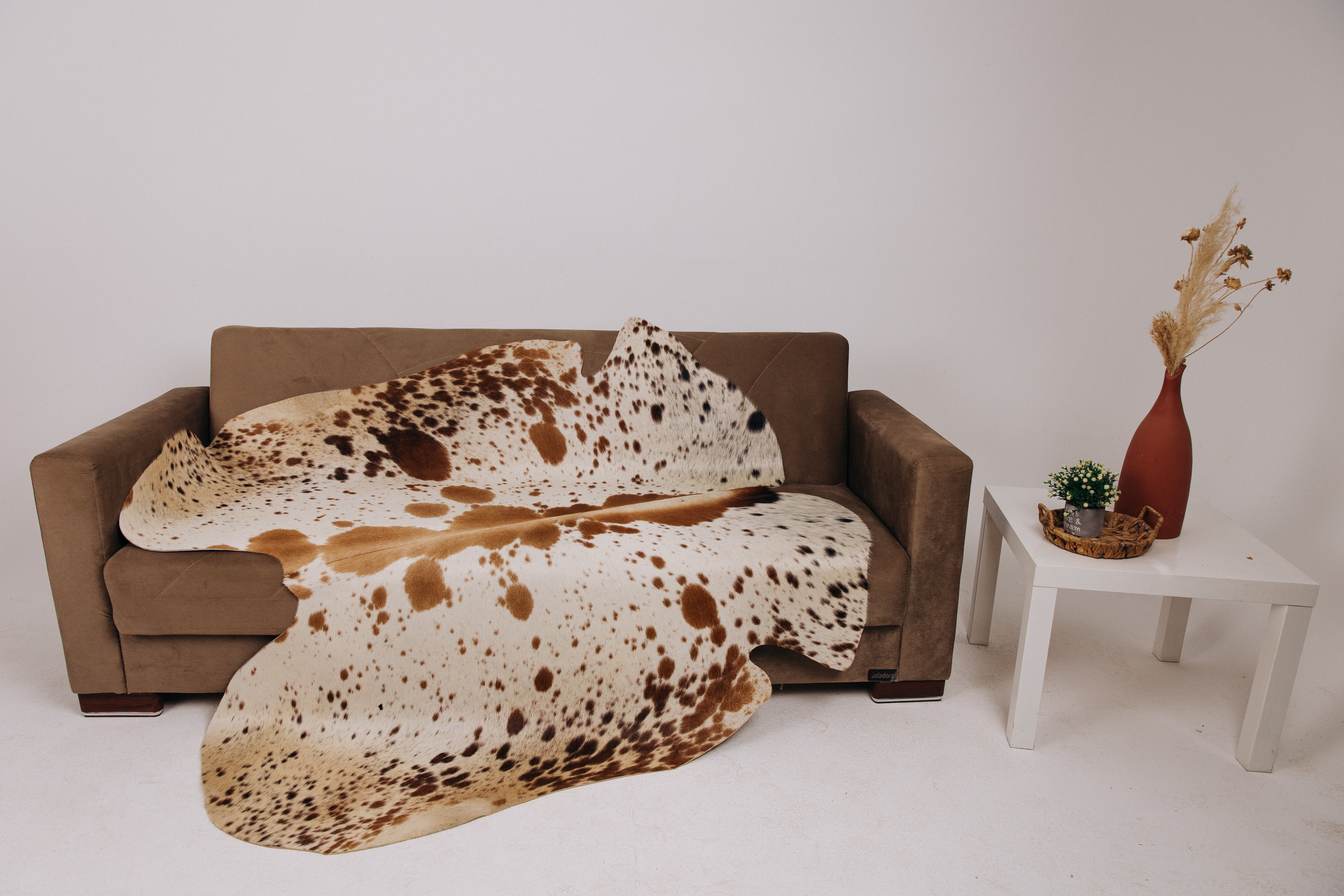 Natural Cowhide Rug - Dotted Light Brown and Beige