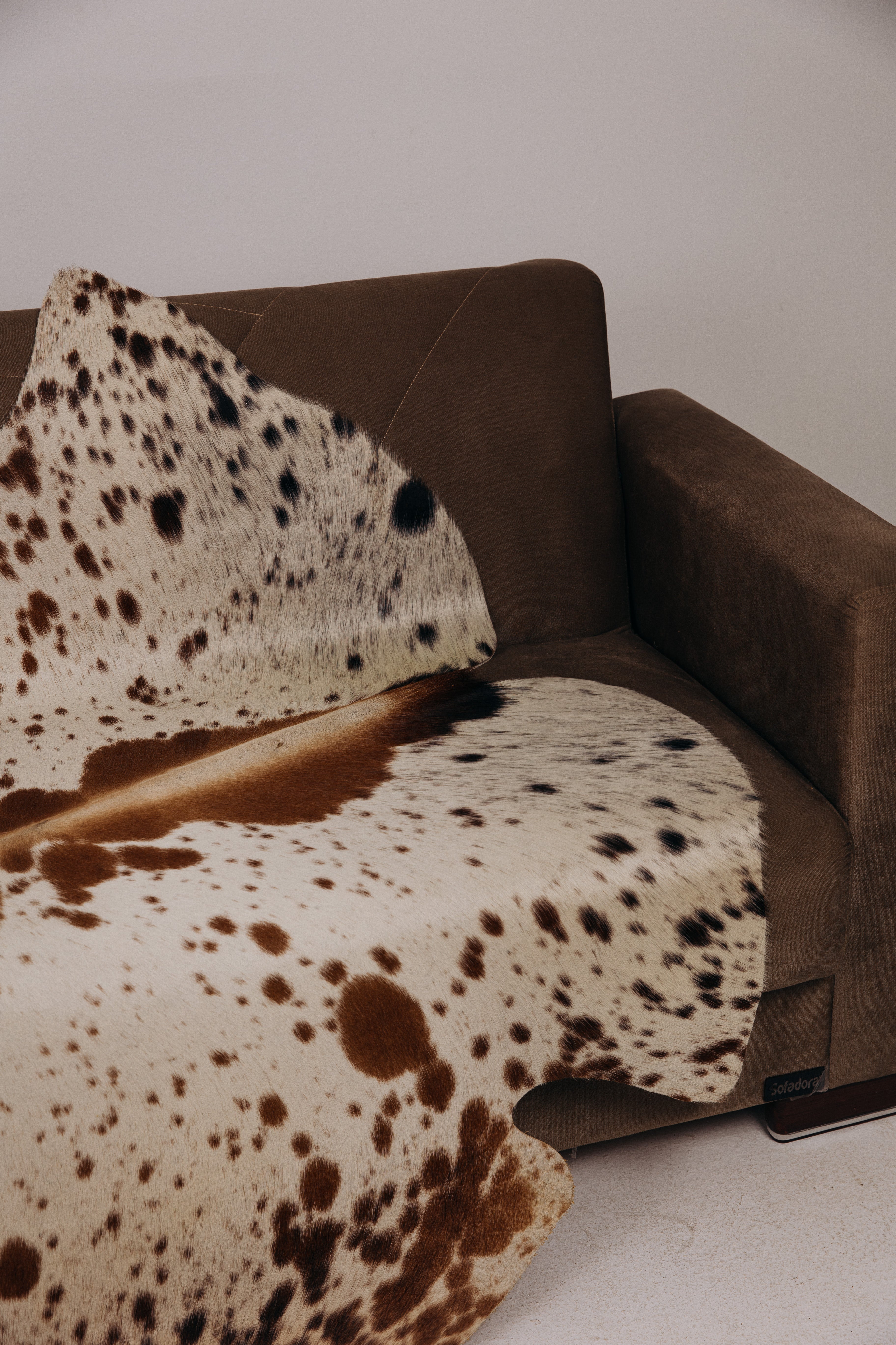 Natural Cowhide Rug - Dotted Light Brown and Beige