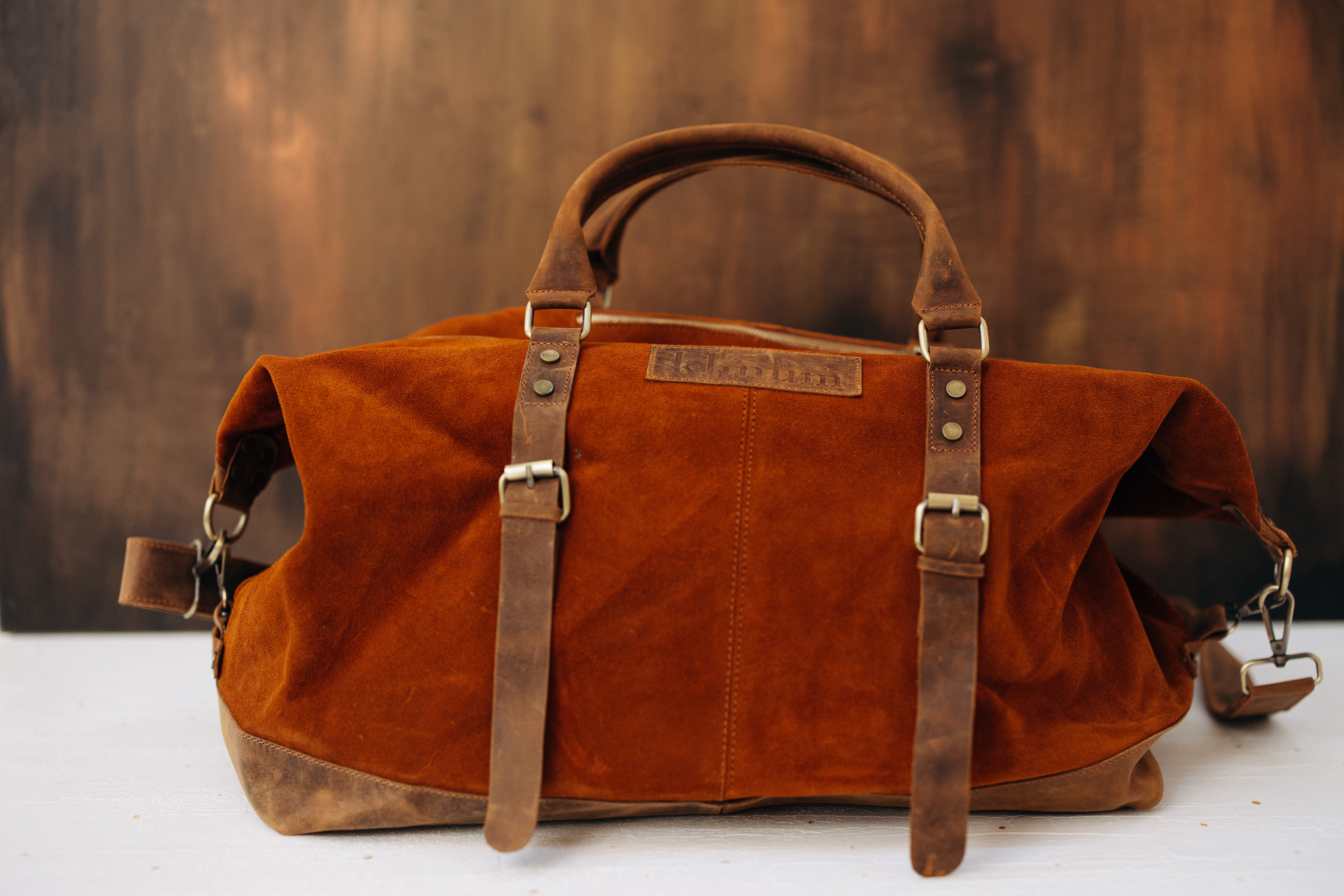 Luscious Brown Suede Duffle Bag