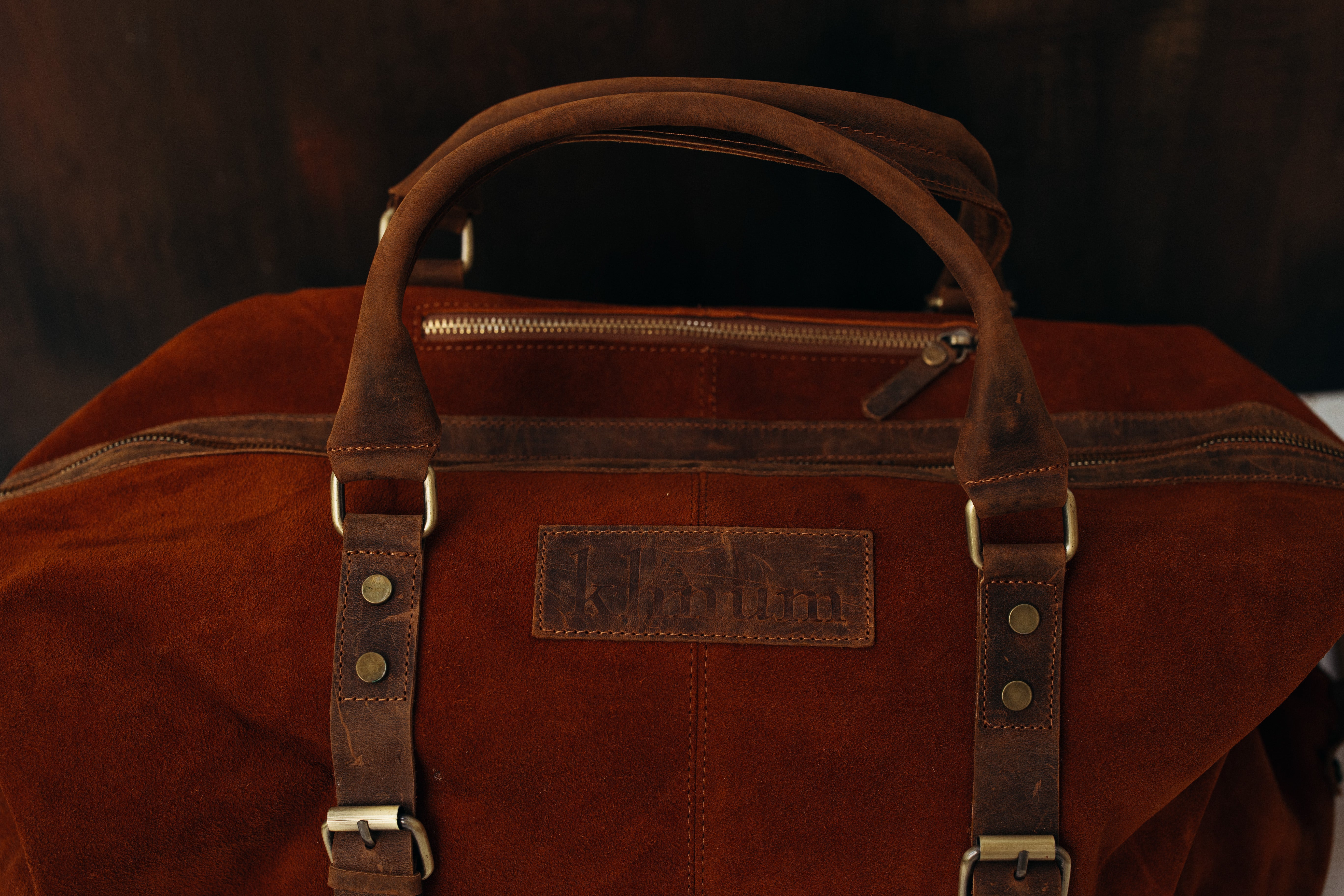 Luscious Brown Suede Duffle Bag