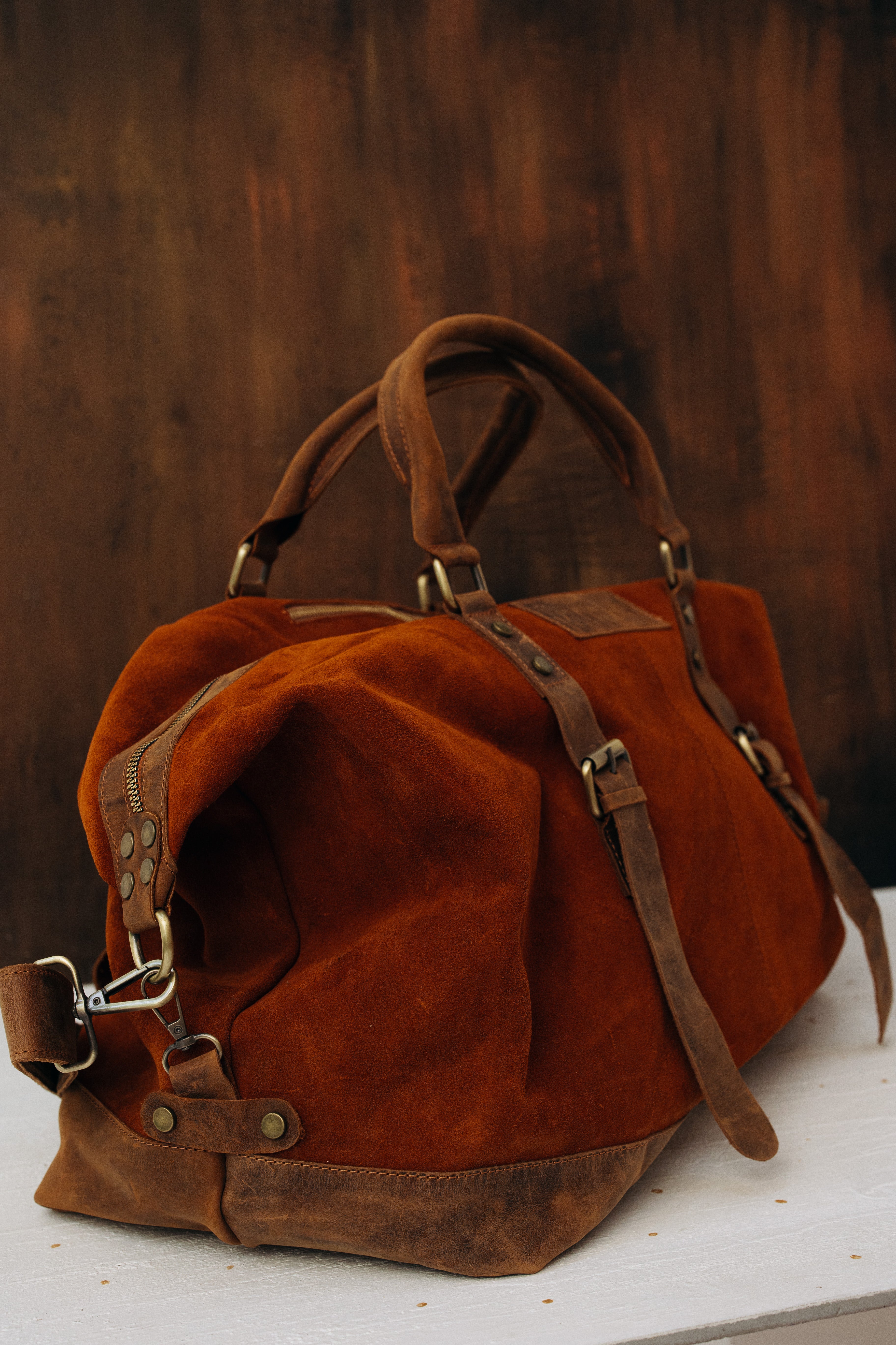 Luscious Brown Suede Duffle Bag